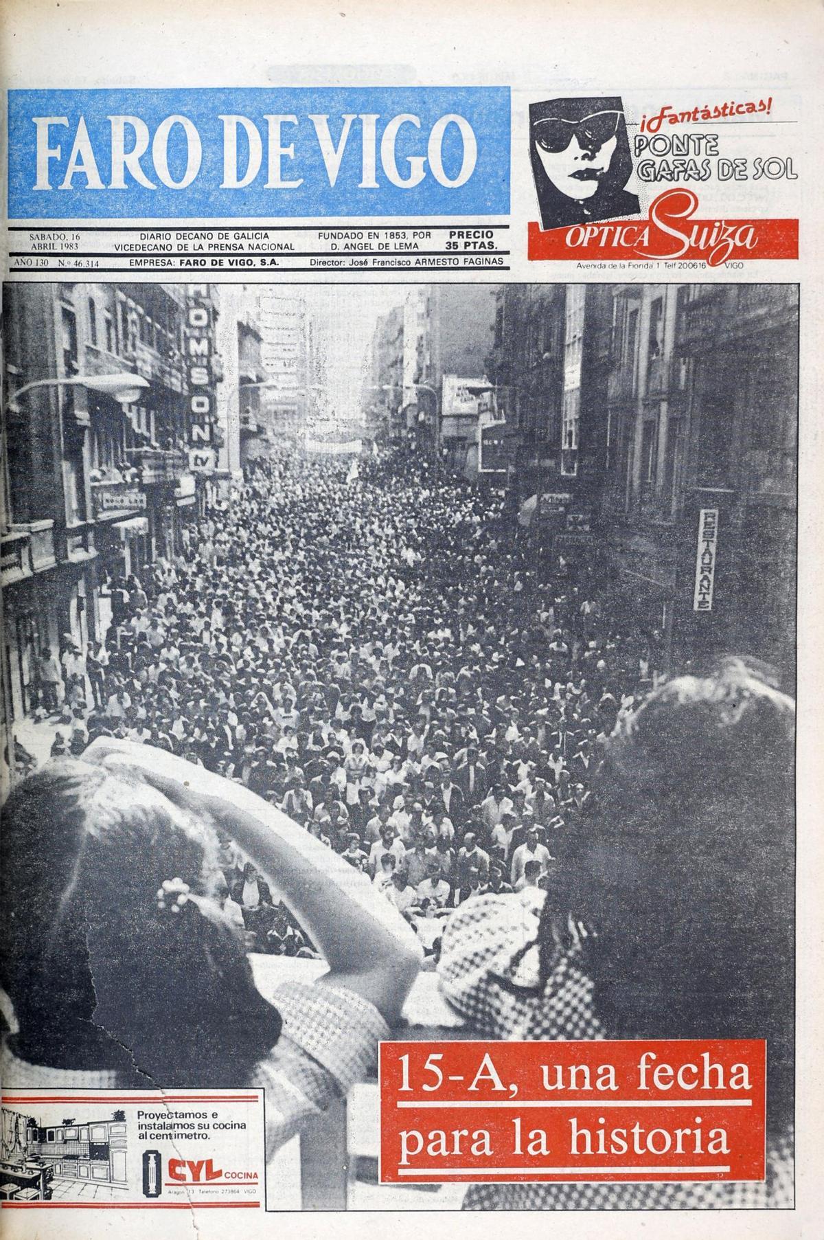 Portada de FARO del 16 de abril de 1983.