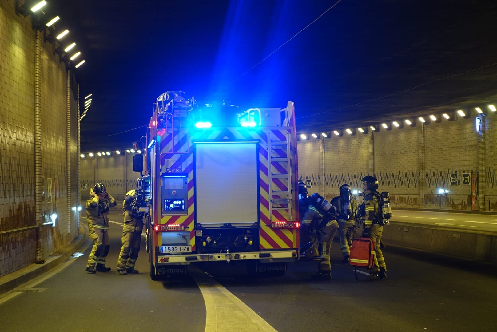 Simulacro en el túnel de Beiramar de Vigo