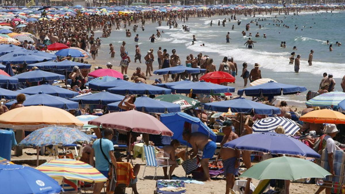 Vista de la playa de Benidorm el fin de semana pasado.