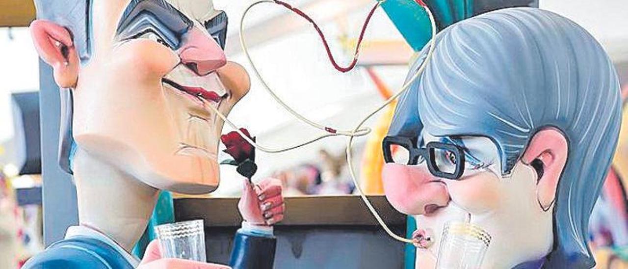 Pedro Sánchez y Carles Puigdemont, forma parte de la Exposición del Ninot 2024 en el Museo de las Ciencias de Valencia.