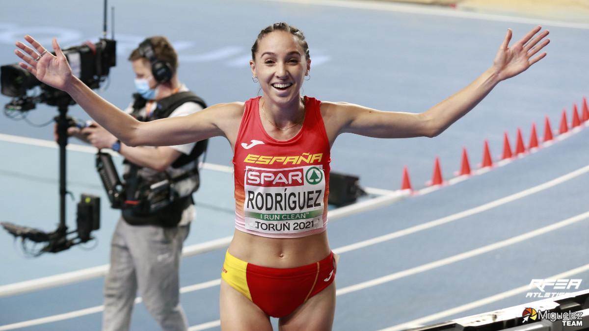 Lucía Rodríguez tras su participación en los 3.000 metros