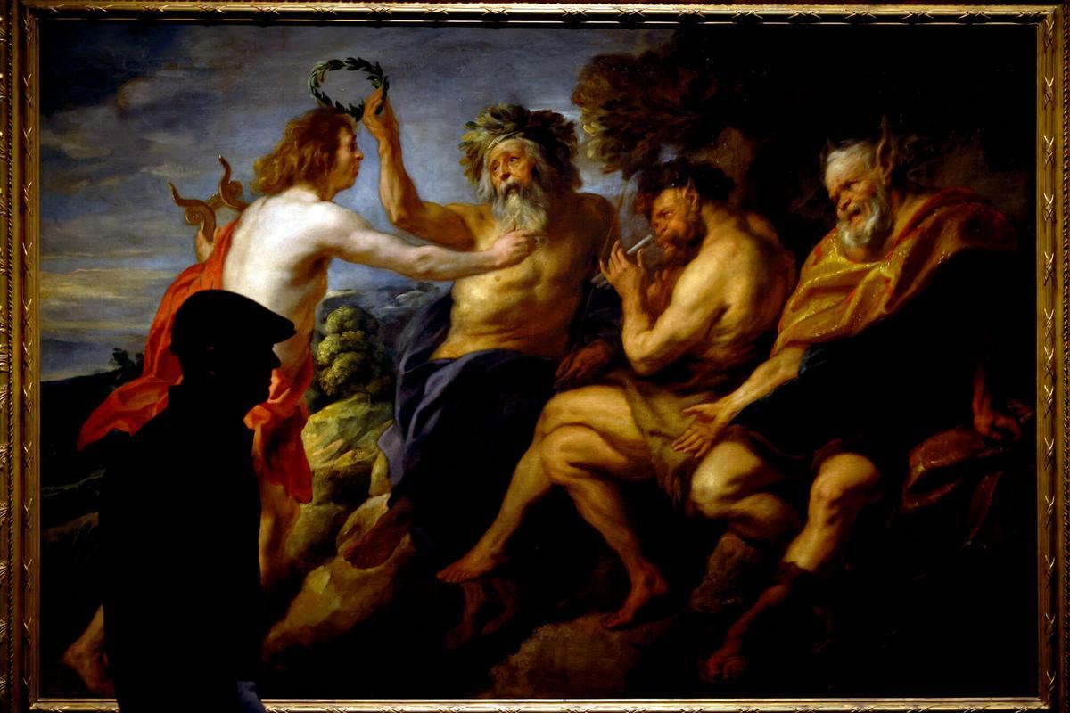 GRAFCAT8692. BARCELONA, 28/05/2025.- La obra 'Apolo vencedor de Pan (1636-1638)', de Jacques Jordaens, es una de las 62 obras de las colecciones del Museo Nacional del Prado que reinarán entre este miércoles y hasta el 21 de septiembre en CaixaForum Barcelona, gracias a la exposición 'Rubens y los artistas del Barroco flamenco', en la que podrá admirar la fuerza creativa de Peter Paul Rubens y otros artistas coetáneos suyos como Van Dyck, Jordaens o Brueghel. EFE/Alberto Estévez