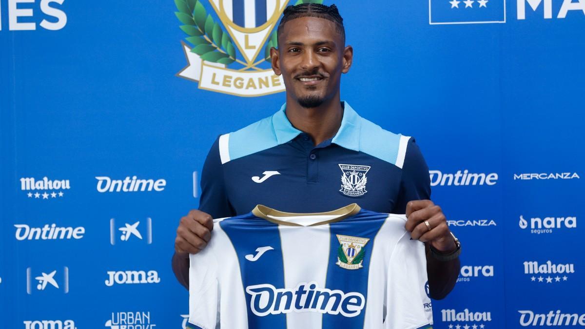 Sebastien Haller, en su presentación como nuevo futbolista del Leganés