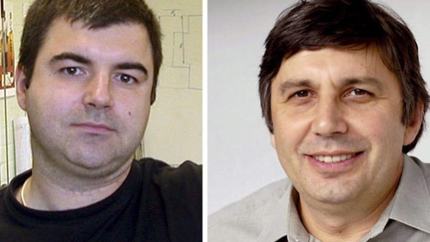 Los físicos rusos Konstantin Novoselov (i) y Andre Geim (d) son los ganadores del Premio Nobel de Física 2010.