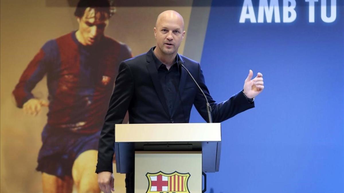 Jordi Cruyff, durante su intervención en el Auditori 1899.