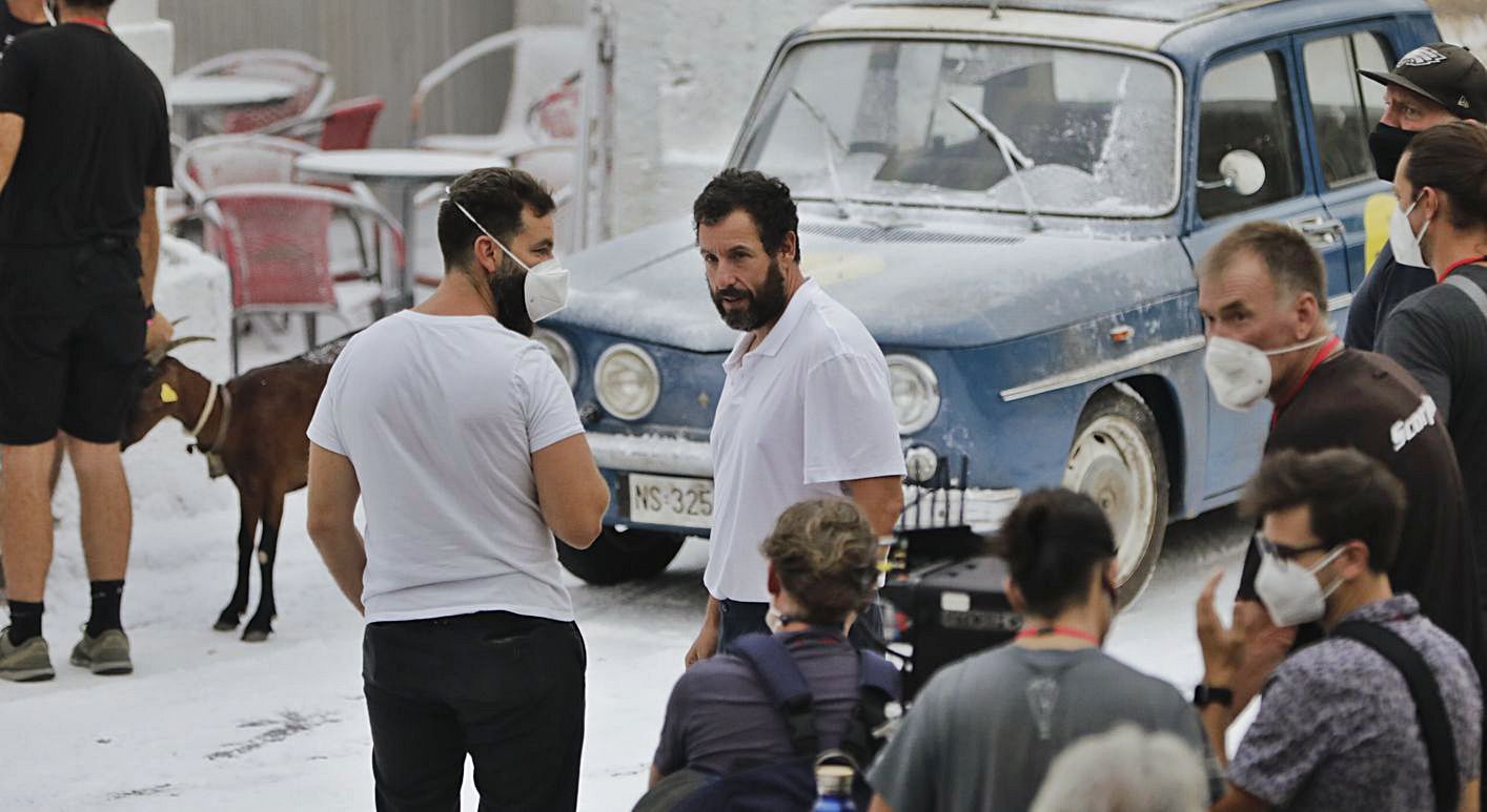 Adam Sandler, rodando una escena de ‘Hustle’, la semana pasada, en Pollença.