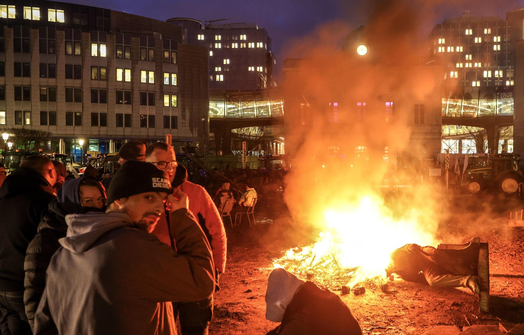 Farmers protest on the sidelines of the EU summit in Brussels