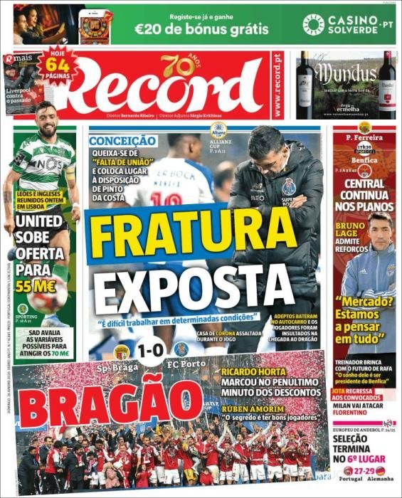 Portada RECORD domingo 26 enero 2020