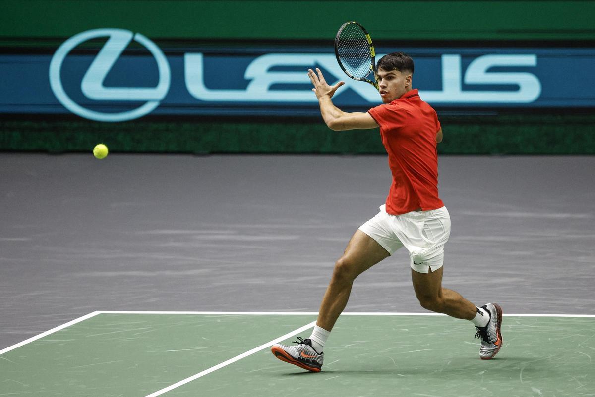 Alcaraz - Machac de Copa Davis, en imágenes