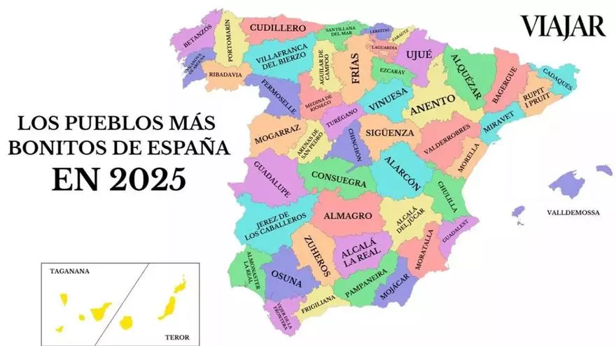 El mapa de España con el pueblo más bonito de cada provincia en 2025