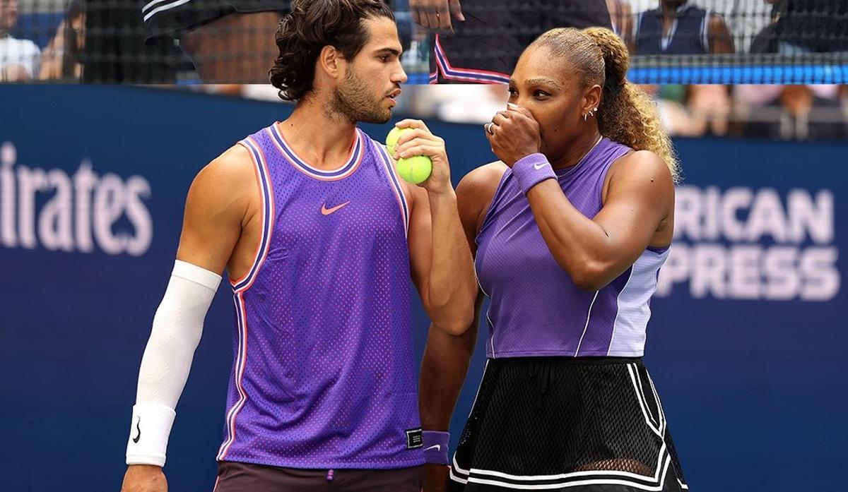 Carlos Alcaraz y Serena Williams, durante el partido de dobles mixto en el US Open