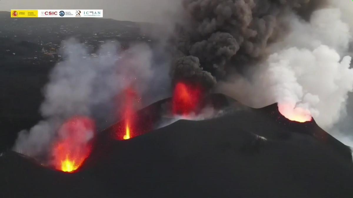 Estas son las cuatro bocas del volcán de La Palma