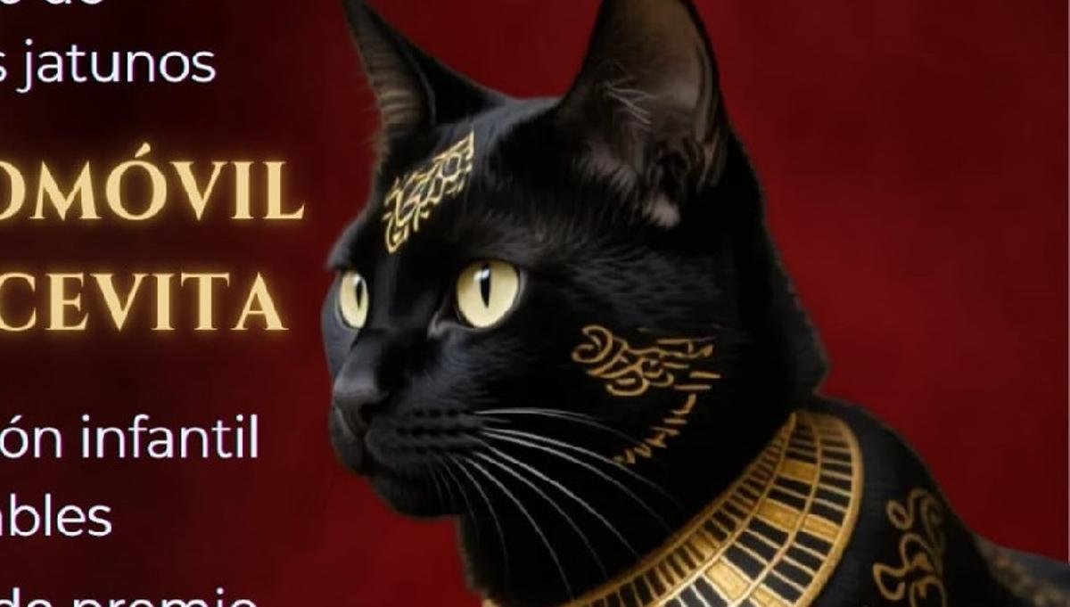 Imagen de un gato negro en la Festa do Jato de Portonovo.