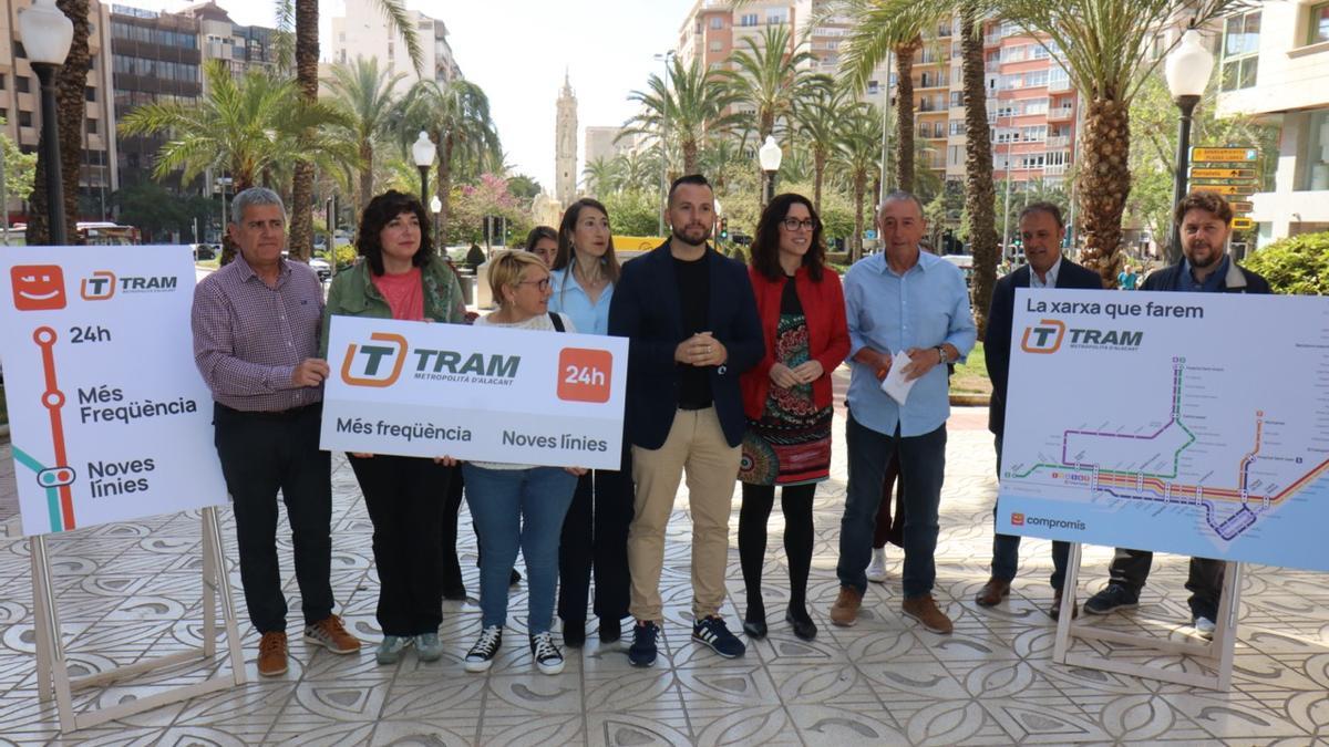 Los candidatos de compromís en la comarca con su proyecto de Tram.