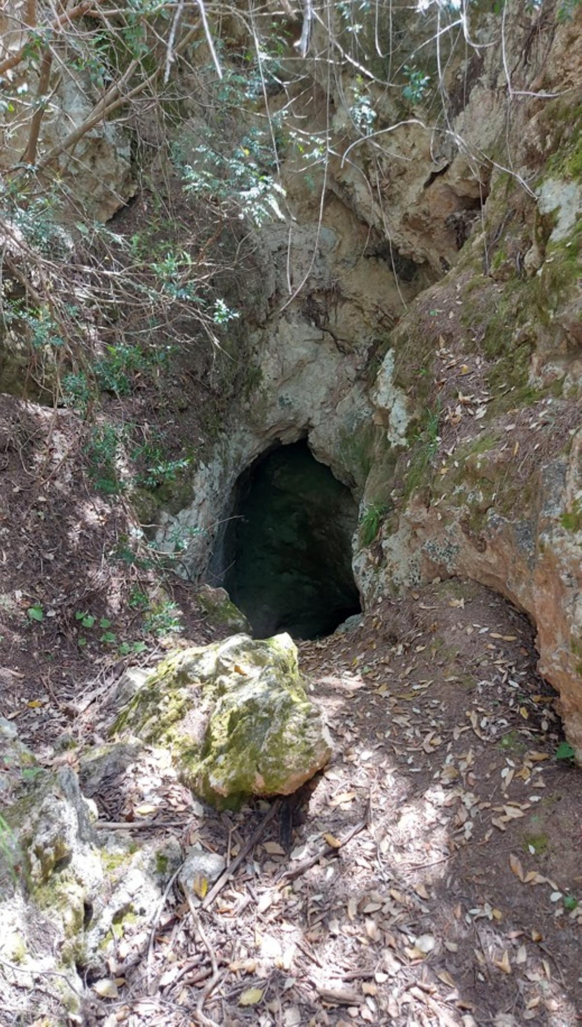 Eingang zu weiterer Höhle in der Nachbarschaft der Cova dels Coals. Das gesamte Gelände ist von mehreren Kilometern Höhlen und Tunnels durchlöchert.