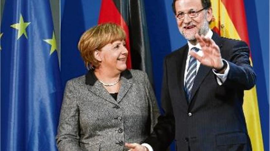 El president d&#039;Espanya en funcions, Mariano Rajoy, amb la cancellera alemanya, Angela Merkel.