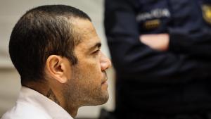 Dani Alves, en el banquillo, este lunes, en la Audiencia de Barcelona-