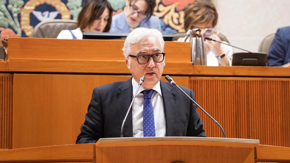El consejero de Agricultura y Ganadería, Javier Rincón, en una reciente intervención en el pleno de las Cortes.