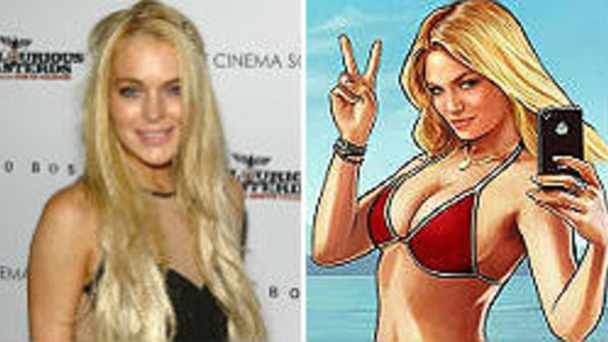 Lindsay Lohan, junto al personaje que aparece en 'Grand Theft Auto V'.