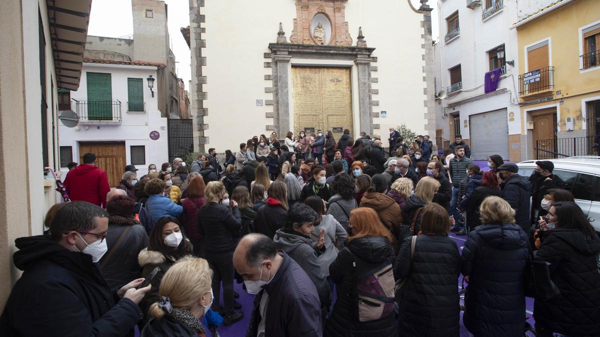 Momento de la protesta en la ermita de la Sang, el año pasado.