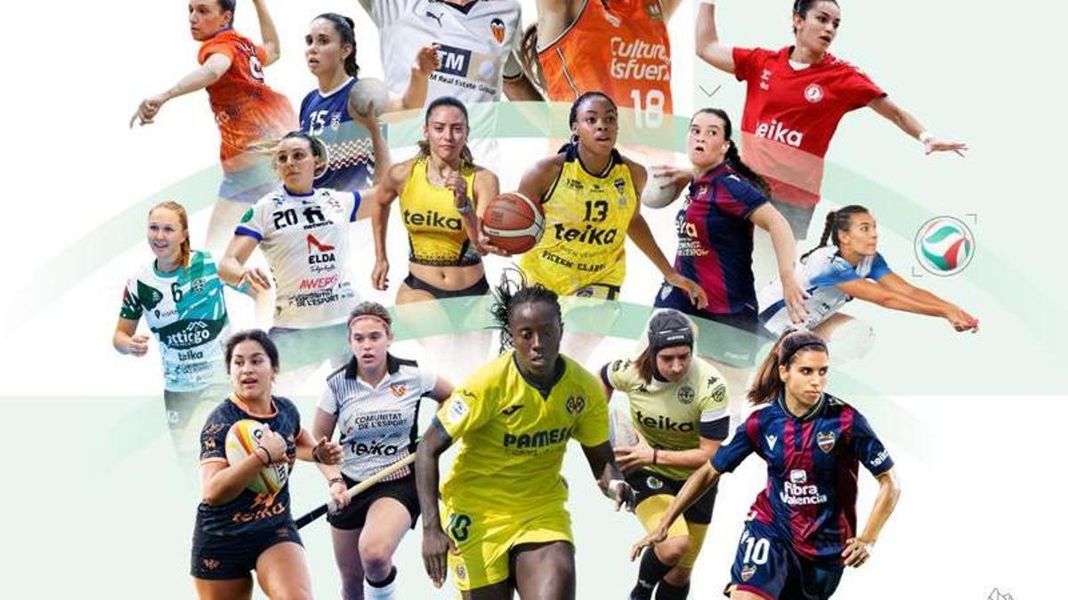 Cartel anunciador de Teika del programa de ayuda al deporte femenino de la Comunidad Valenciana