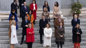 Algunos ministros del Gobierno de España durante el acto institucional por el Día de la Constitución, en el Congreso de los Diputados.