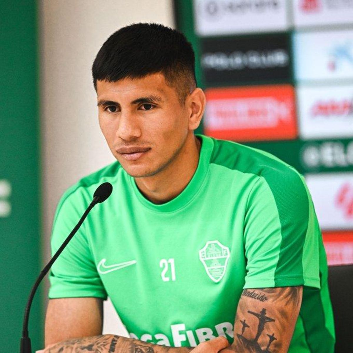 Nico Castro, en la sala de prensa del estadio Martínez Valero