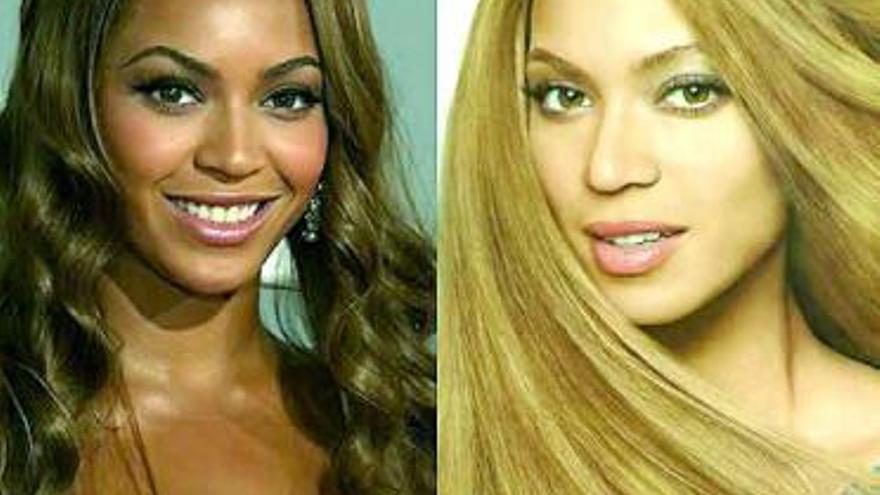 A la izquierda, Beyoncé al natural. A la derecha, en el anuncio de L&#039;Oreal.