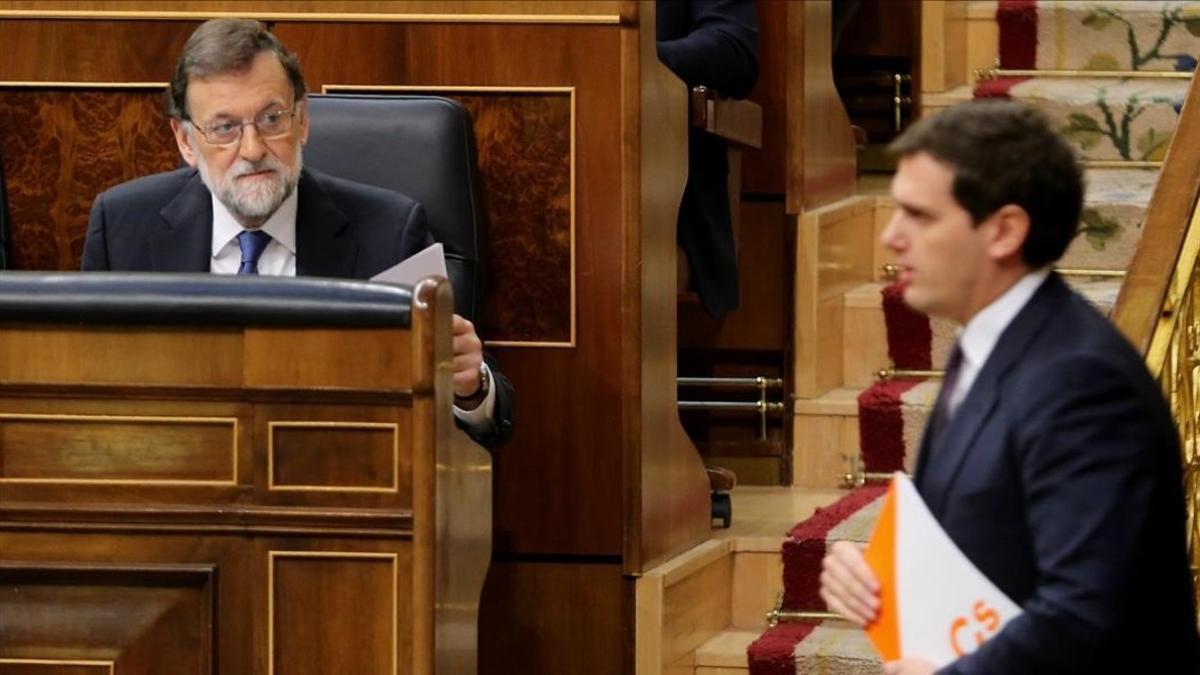 Mariano Rajoy y Albert Rivera, el pasado 14 de marzo en el Congreso.