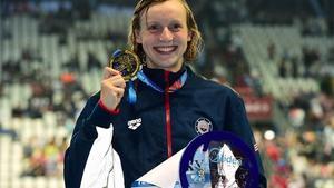 Katie Ledecky després d’aconseguir el seu cinquè or en els mundials de Kazan.