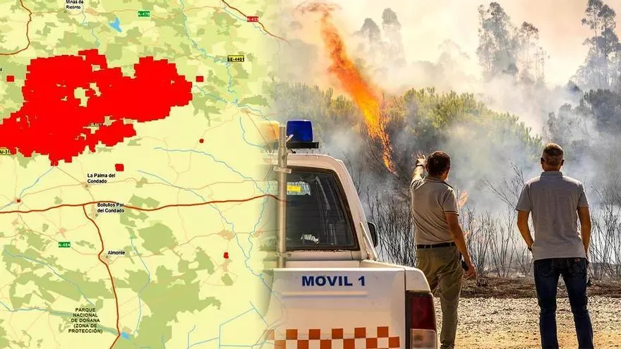 VÍDEO | Así ha evolucionado y extendido el incendio de Niebla en Huelva hasta llegar a la provincia de Sevilla