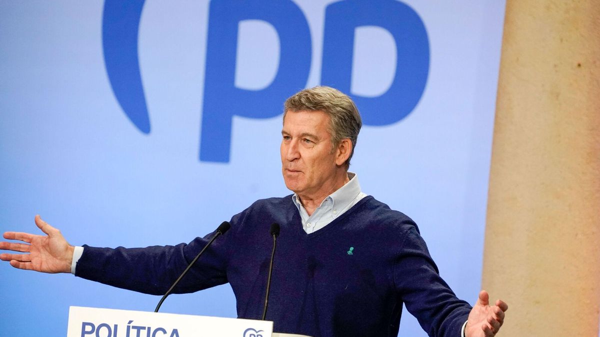 El líder del Partido Popular, Alberto Núñez Feijóo durante un acto celebrado este domingo en Oviedo.