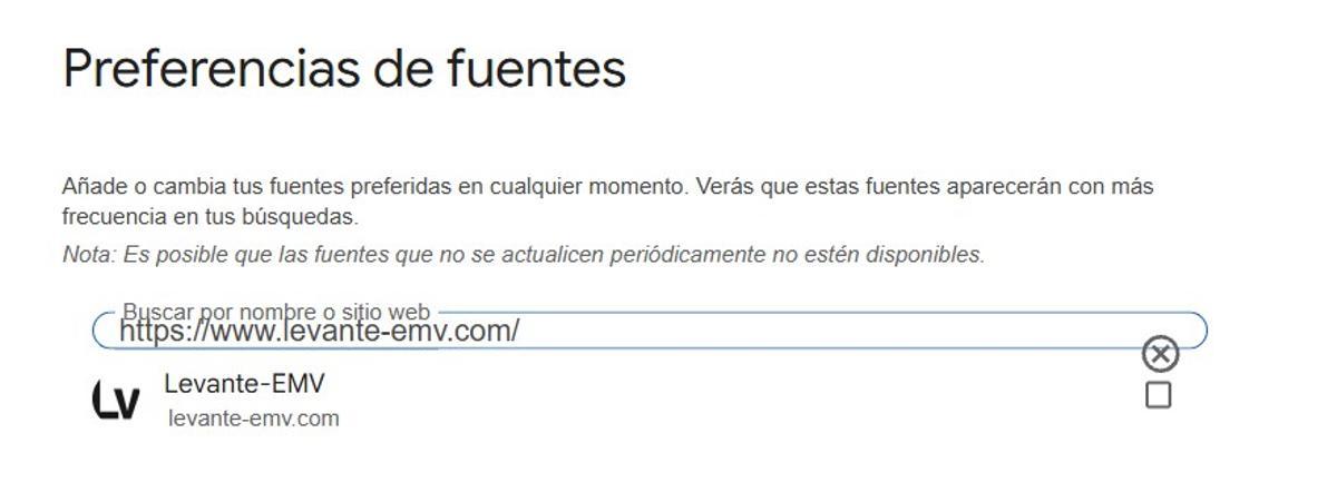 Selecciona Levante-EMV como fuente favorita