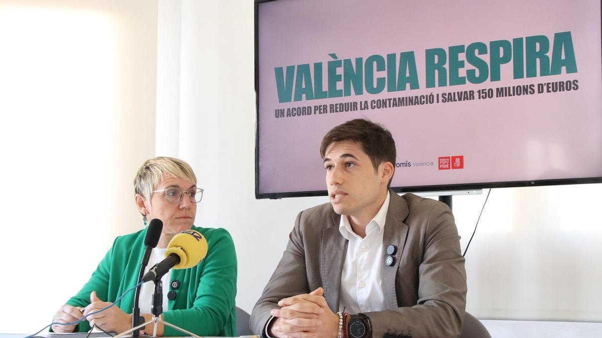 Los portavoces de Compromís y PSPV, Papi Robles y Borja Sanjuan