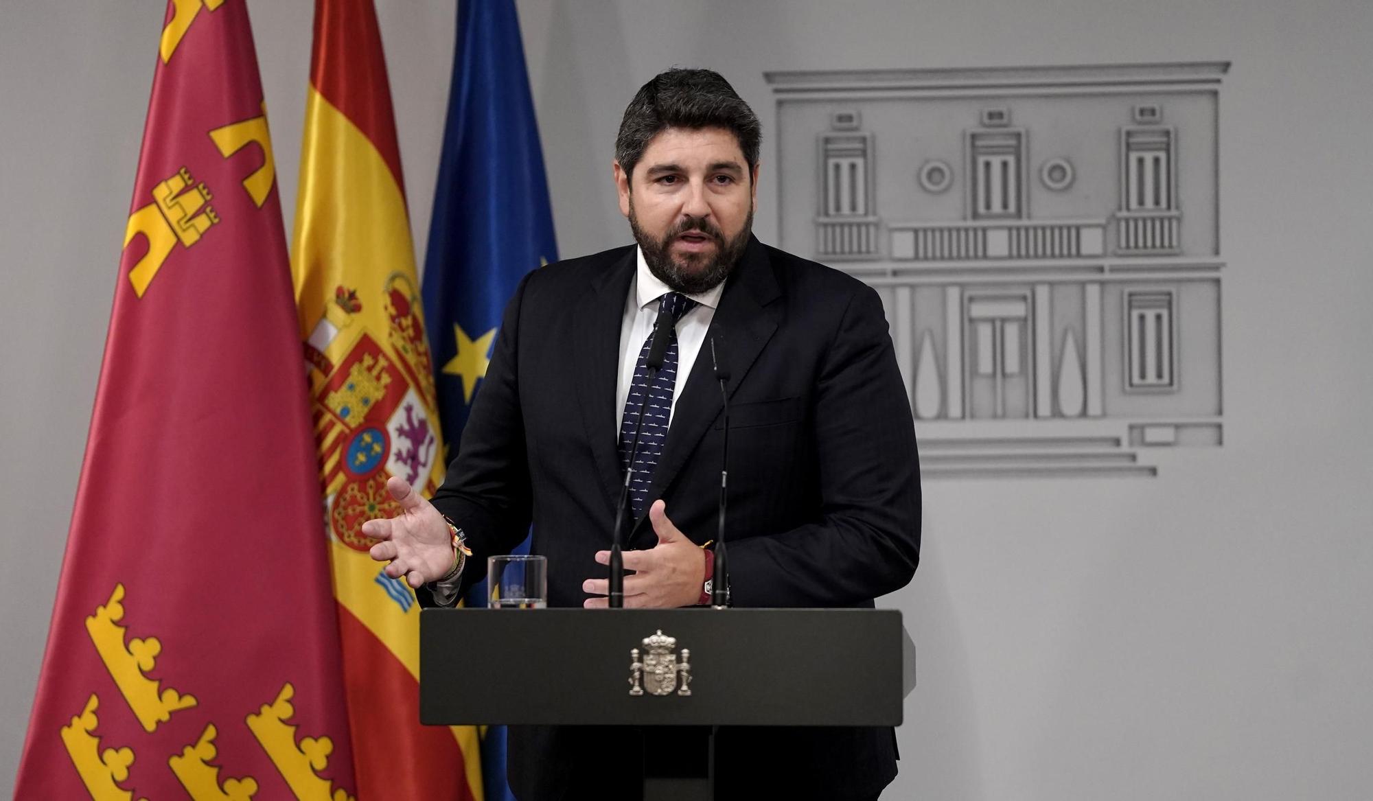 Pedro Sánchez y López Miras durante la reunión que han mantenido en Moncloa.