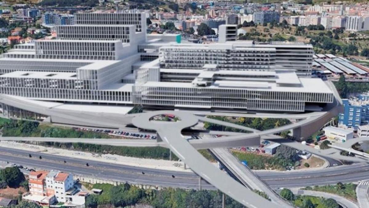 Recreación del proyecto de los accesos al nuevo Hospital de A Coruña.