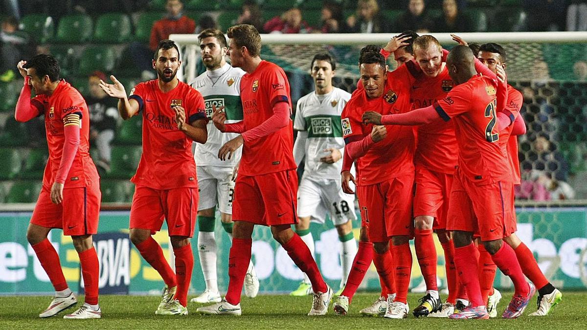 Los azulgranas vencieron en la Copa del Rey, en el enero de 2015, 0-4 en Elche. | MORELL/EFE