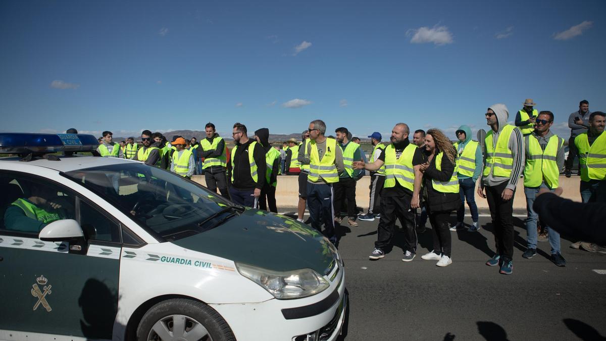 Protestas de los agricultores entre San Javier y Los Alcázares