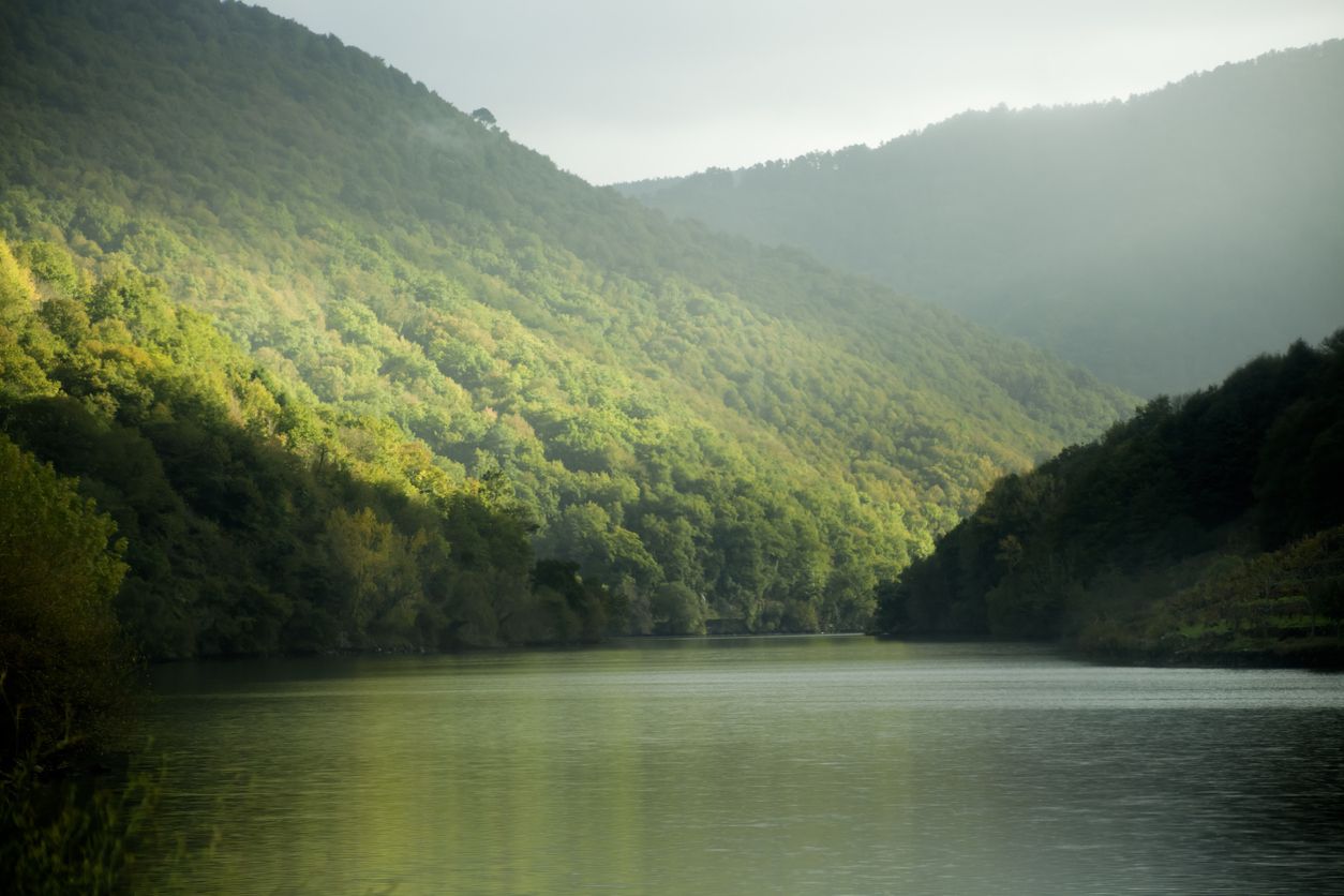 El río Miño en su paso por la Ribeira Sacra en Galicia