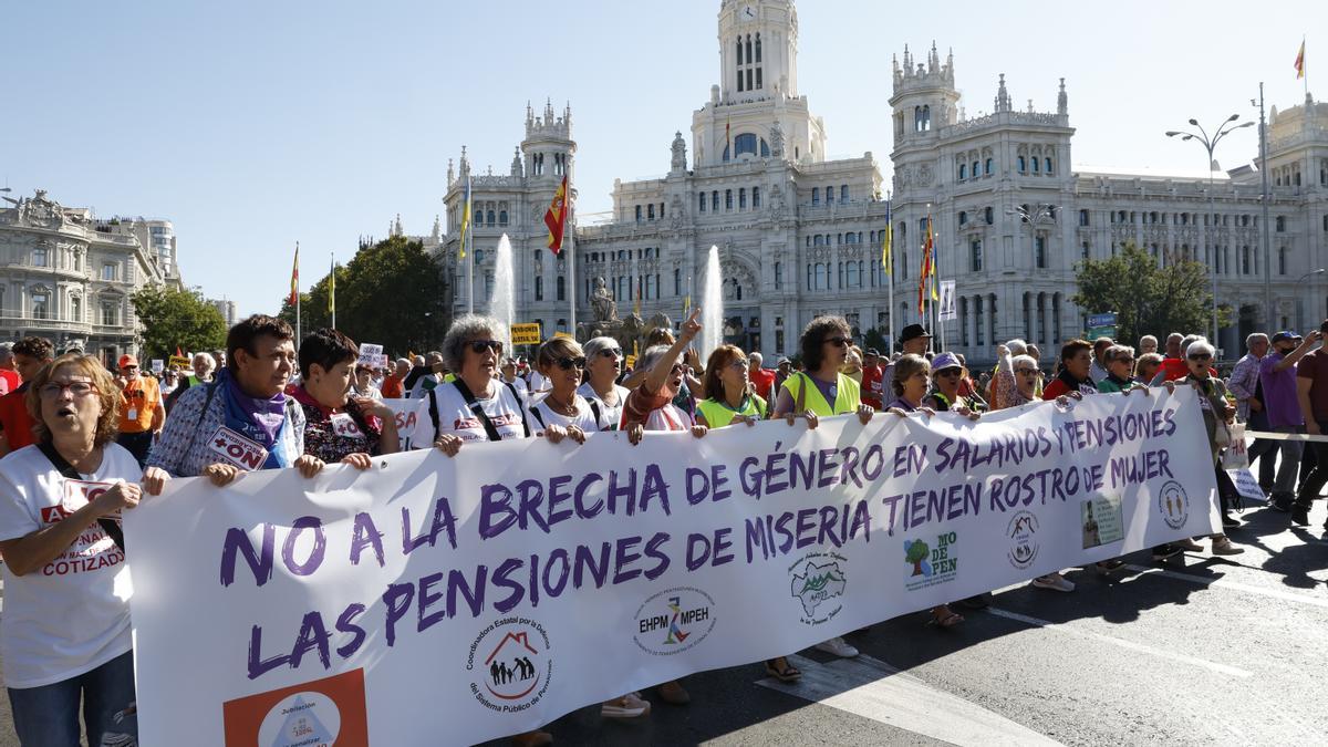 Manifestación de pensionistas este sábado en Madrid.