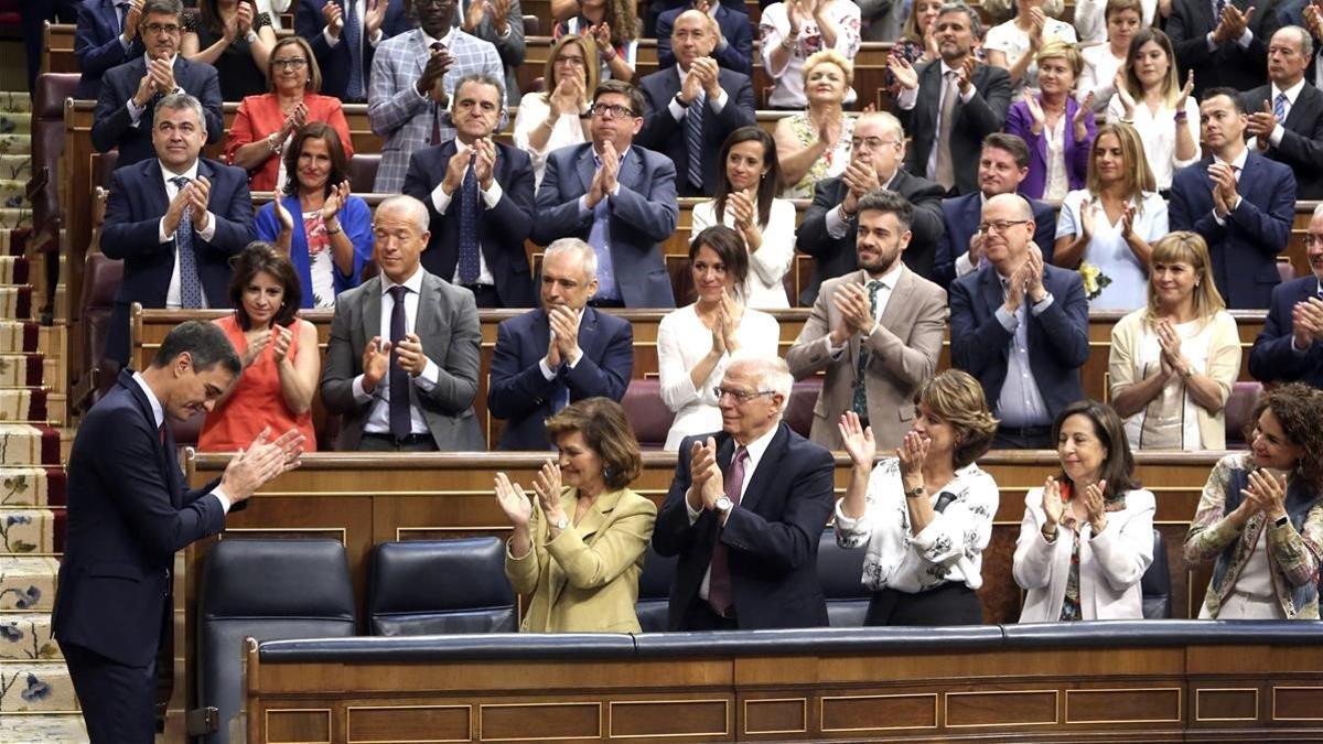 El candidato del PSOE, Pedro Sánchez, en el debate de investidura.