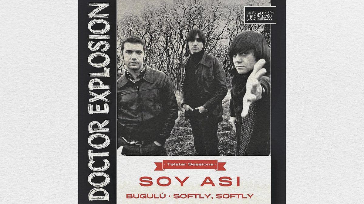 Portada del nuevo EP de «Doctor Explosion», con Varo, Félix y Jorge en la portada en una foto de los noventa. |