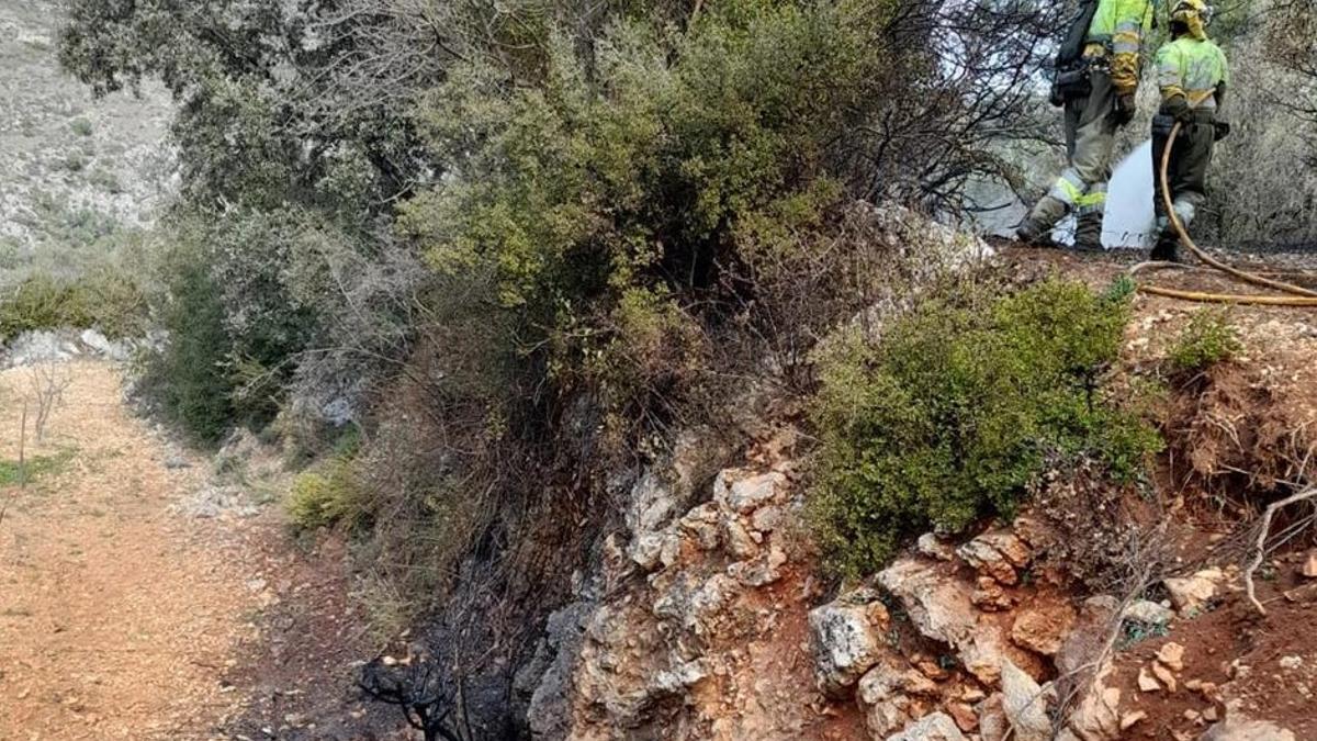 La zona del incendio en la Vall de Gallinera