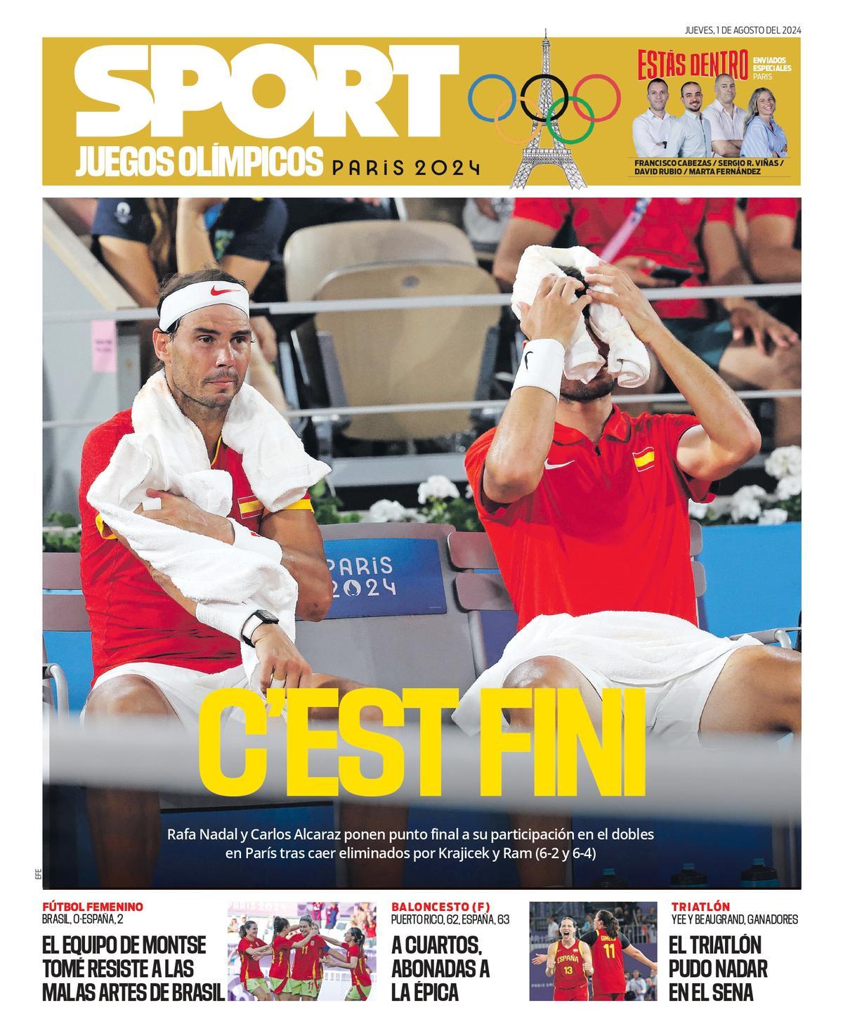 Esta es la portadas SPORT de hoy, jueves 1 de agosto 2024