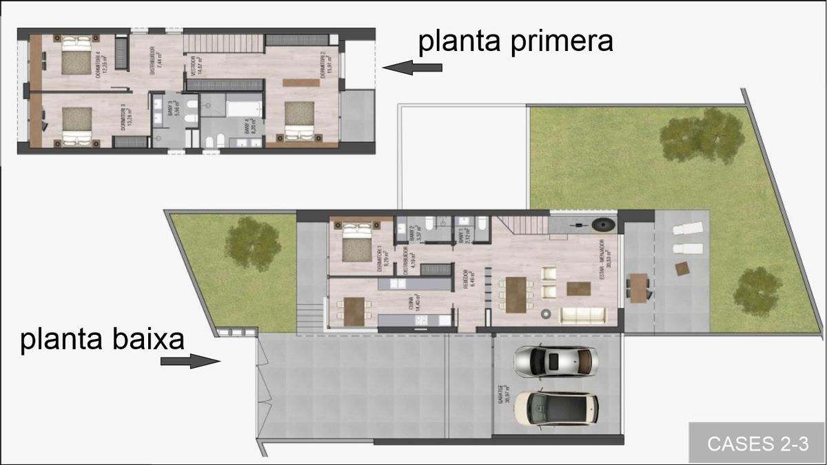 Plànols d'un dels models de casa a la promoció Oreka