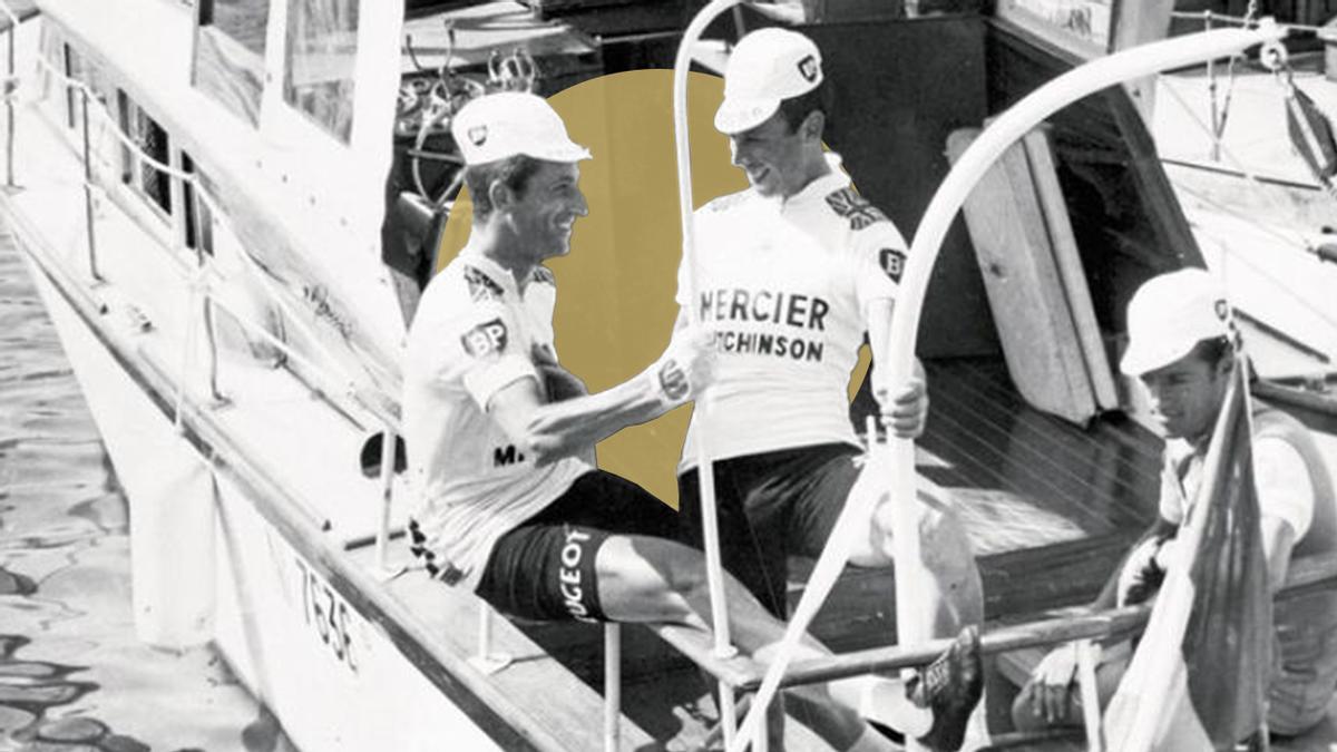 Barry Hoban y Tom Simpson hablan en Marsella el día antes de la trágica muerte del segundo.