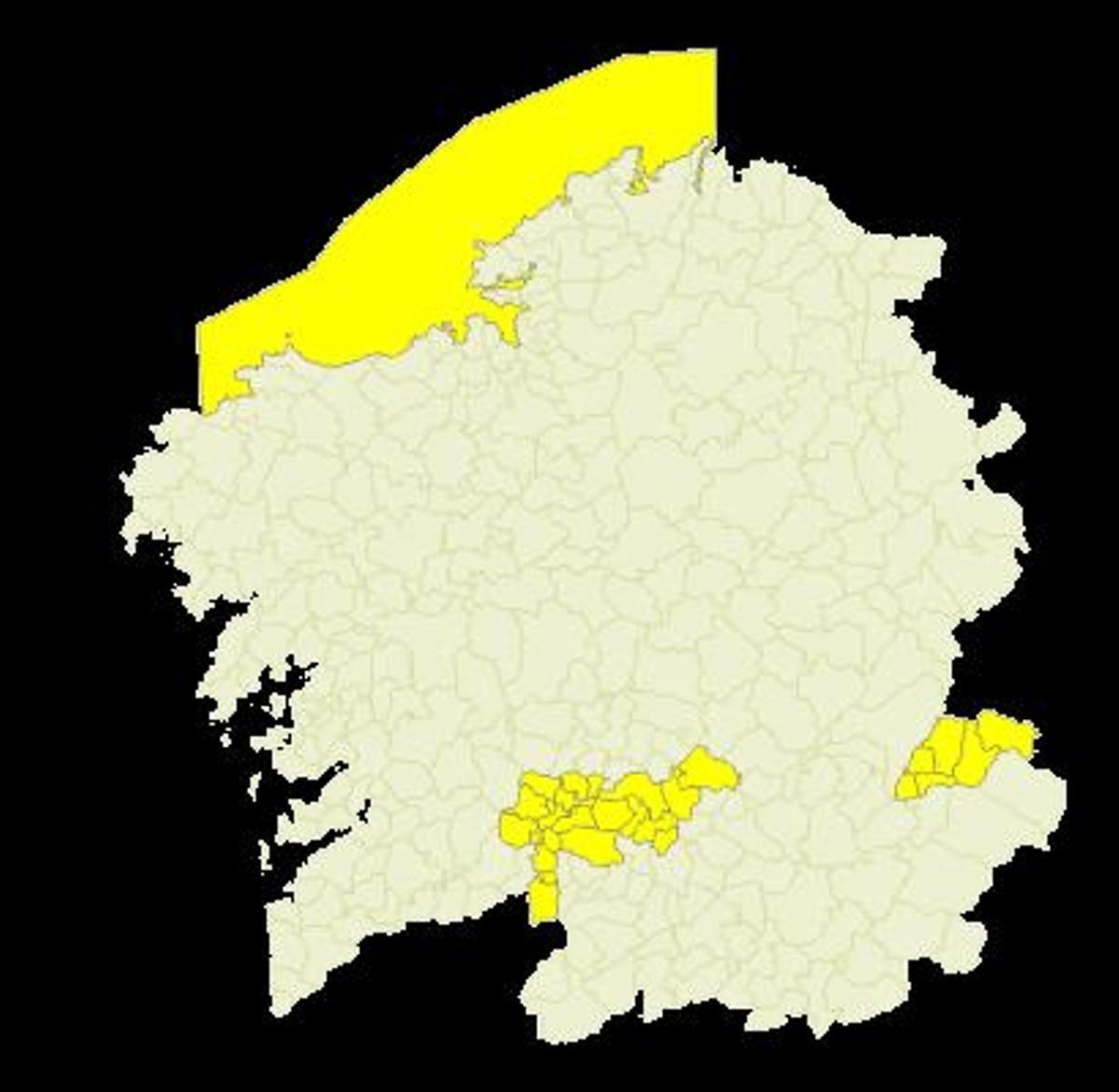Mapa de alertas en Galicia