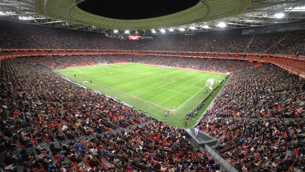 Aspecto de San Mamés en el partido de la Copa de la Reina.