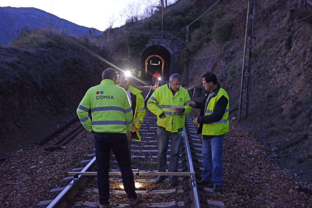 Descarrila un tren de mercancías en Lena