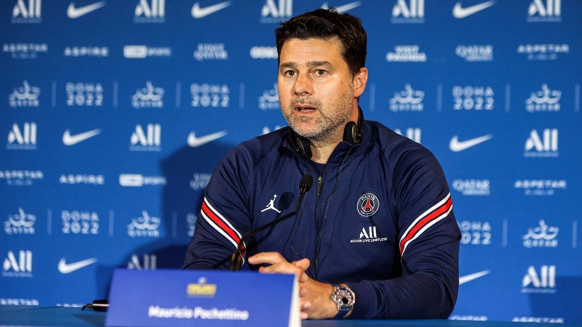 Mauricio Pochettino en una de sus últimas ruedas de prensa con el PSG